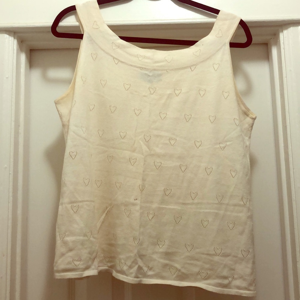 A.P.C. Knit cream top with heart pattern size Lrg
